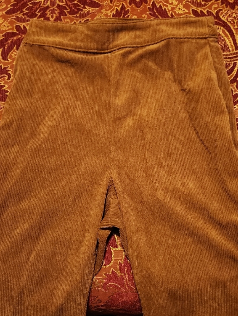 Windsor Brown/Cognac Hi-Rise Corduroy Flare Pants, Retro Look, Small - Picture 3 of 13